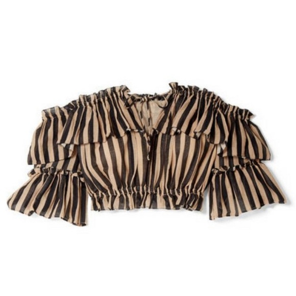 ZIMMERMANN Jaya Striped Scoop Neck Crop Zimmermann Size 0 - Picture 5 of 10